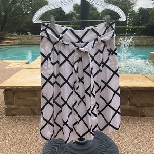 INC Lined Black & White Skirt
